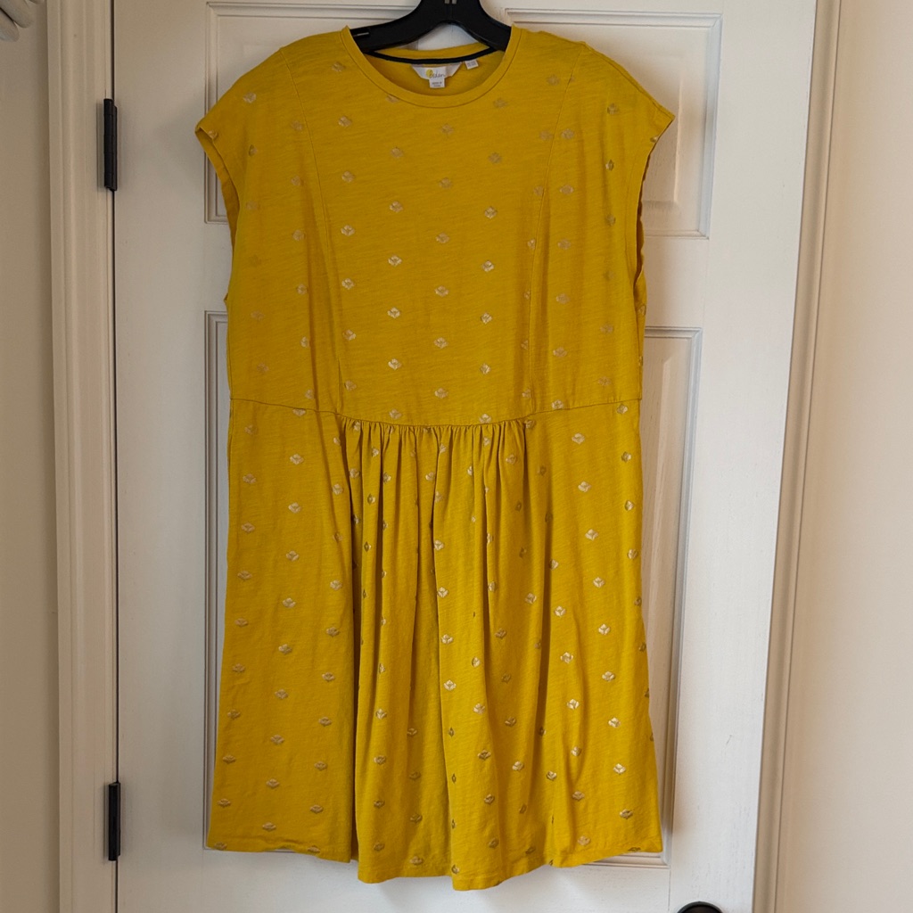 Boden Yellow Dress With Navy Trim